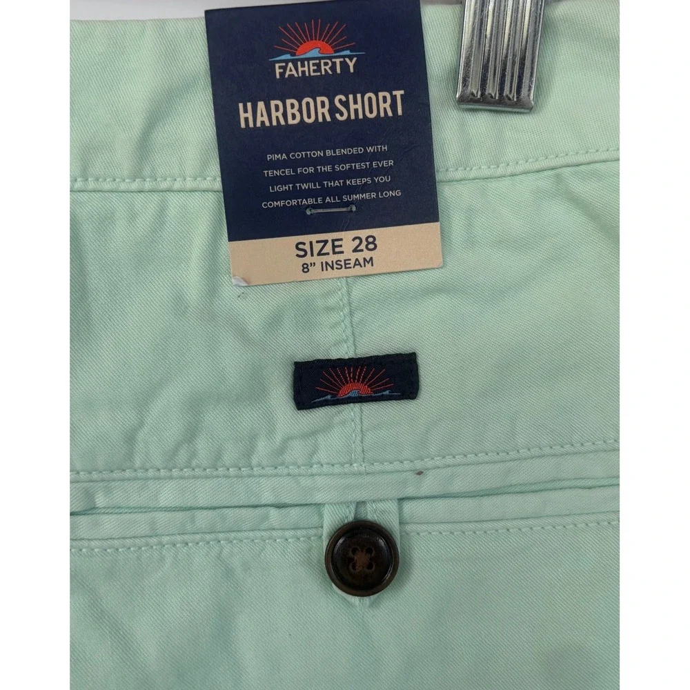 Faherty Resort All Day Harbor Short Mint Green‎ Pima Cotton Tencel Twill New